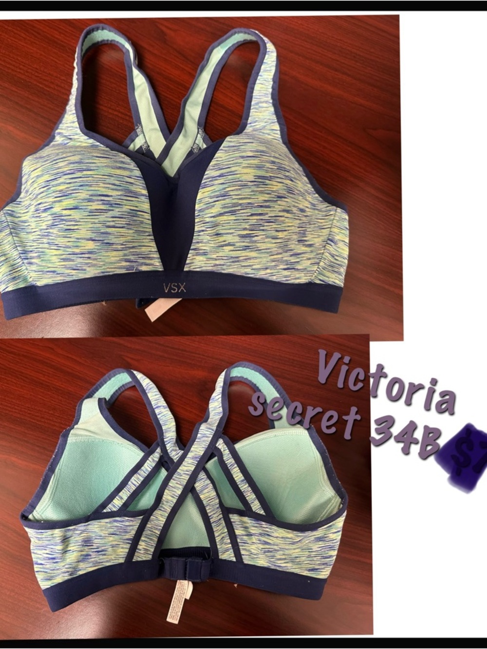 Victoria's Secret Light Blue, Navy & Mint Racerback Sports Bra
